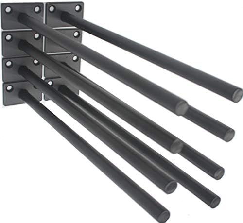 16 Pcs 11" Black Solid Steel Floating Shelf Bracket Blind Shelf Supports - Hidden Brackets for Floating Wood Shelves - Concealed Blind Shelf Support – Screws and Wall Plugs Included