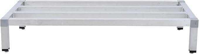 48" x 14" x 8" Aluminum Dunnage Rack | 1000 Lb Capacity | Low Shelf for Off-Floor Storage in Restaurants, Kitchens, Supermarkets, and Grocery Stores