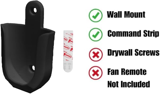 Wall Mount Bracket Remote Holder for Hunter 99122, 99123, RAN003, K047402 and Similar Remote Control Transmitters - Easy Installation, Sleek White Design (Black)