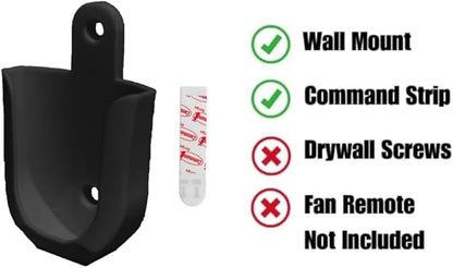 Wall Mount Bracket Remote Holder for Hunter 99122, 99123, RAN003, K047402 and Similar Remote Control Transmitters - Easy Installation, Sleek White Design (Black)