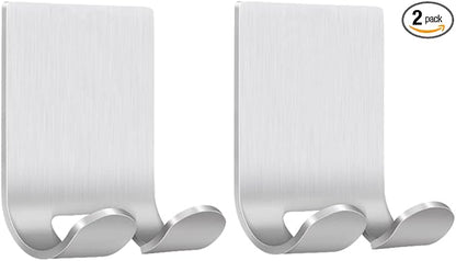 Razor Holder Shaver Hook Hanger Stand (2Pack) Self Adhesive Stainless Steel Utility Storage Hook,Shower Hook for Razor,Wreath Hangers for Front Doors,Bathroom Kitchen Organizer for Robe Towel Loofah