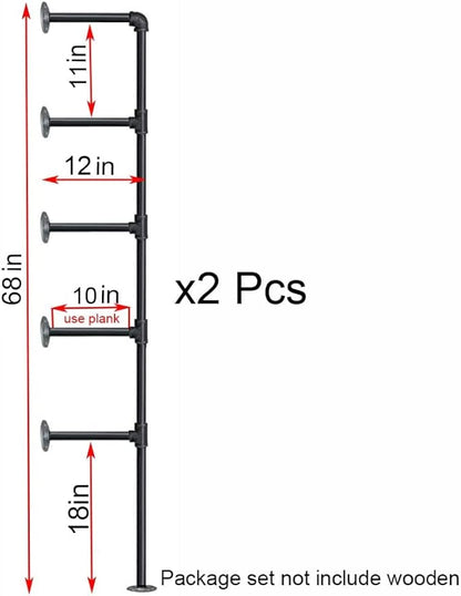 Industrial Retro Wall Mount iron Pipe Shelf,DIY Open Bookshelf,Hung Bracket,Home Improvement Kitchen Shelves,Tool Utility Shelves, Office shelves, bookshelves and bookcases (2Pcs)
