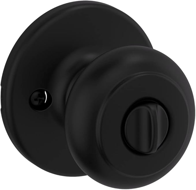 Kwikset Cove Entry Door Knob with Lock and Key, Secure Keyed Handle Exterior Doorknob, Front Entrance and Bedroom, Matte Black, Pick Resistant SmartKey Rekey Security