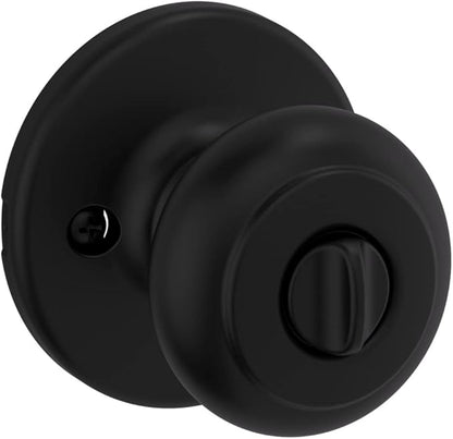 Kwikset Cove Entry Door Knob with Lock and Key, Secure Keyed Handle Exterior Doorknob, Front Entrance and Bedroom, Matte Black, Pick Resistant SmartKey Rekey Security