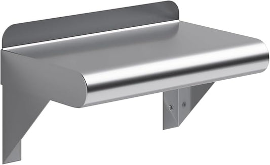 NSF Certified 18 Gauge Heavy Duty Stainless Steel Wall Shelf with Brackets for Kitchens, Utility Rooms, Storage, Offices & Home (10"x6")