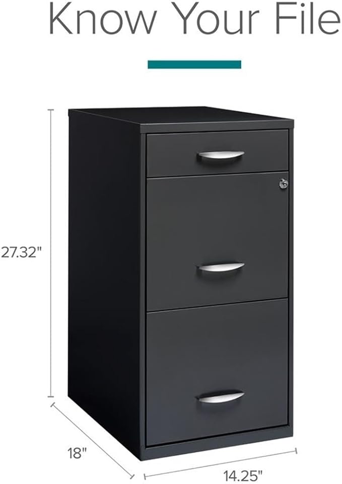 Pemberly Row Set of 18 Contemporary 3-Drawer Metal File Cabinet in Charcoal