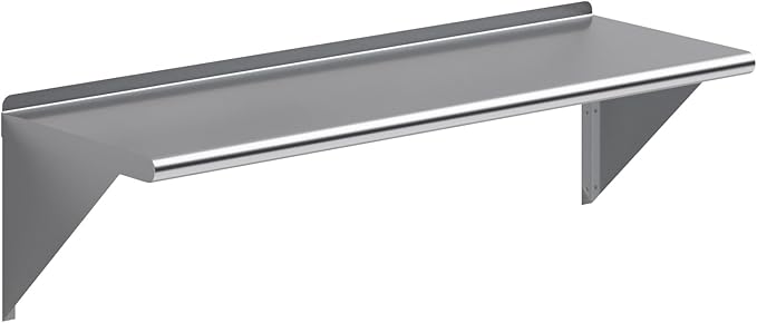 AmGood 16 in. x 48 in. Stainless Steel Wall Shelf | NSF | Metal Shelving | Garage, Laundry, Storage, Utility Room | Restaurant, Commercial Kitchen