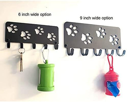 Walking Dog Paws Key Rack Hanger & Organizer - Small 6 inch Wide - Made in USA - Gifts for Dog Lovers