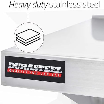 DuraSteel Stainless Steel Shelf - 72 Inch Wide x 12 Deep Commercial NSF Mounted Metal Wall Shelf Pantry Organizer Garage Storage Shelves - Rack Shelving Restaurant Kitchen Units Laundry Utility Room