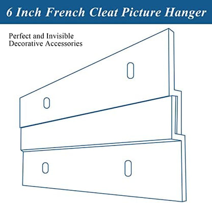 24 Pack French Cleat Hanger Headboard Wall Mounting Brackets Cleat Picture Hanger Kit Z Bar Supports with Plastic Expansion Tube Screws Silicone Dots for Picture Mirror Whiteboard (6 Inch)