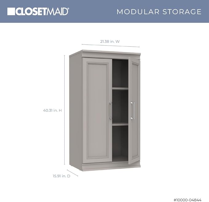 ClosetMaid Modular Storage 21.38-inch W 3-Shelf Storage Cabinet with Doors, Smoky Taupe