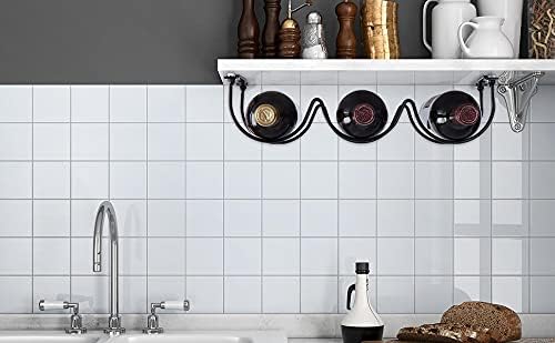 Under Cabinet Wine Rack, Organization and Storge Rack for Bottles, Under Cabinet Organizer for Liquor Bottle, Decor Kitchen Wall Mounted Wine Bottle Holder,Metal Black