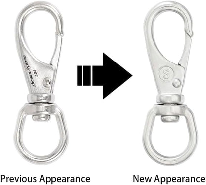 SHONAN 2.7 Inch Swivel Snap Hooks, 5 Pack Small Stainless Steel Spring Clips, Flag Pole Clips, Scuba Diving Clips Spring Hooks for Dog leashes, Keychains, Bird Feeders, Pet Chains