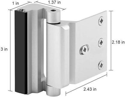 EverPlus Home Security Childproof Door Reinforcement Lock with 8 Screws and 3 Inch Stop Withstand 800 lbs for Inward Swinging Door, Upgrade Night Lock to Defend Your Home (Silver)
