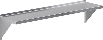 Stainless Steel Wall Shelf | Square Edge | Metal Shelving | Heavy Duty | Commercial Grade | Wall Mount | NSF Certified (14” Width x 60” Length)