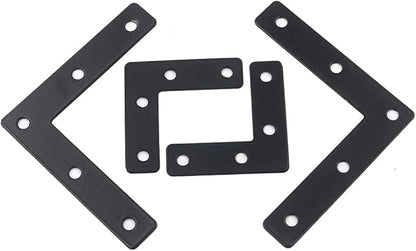 DGOL 20 Packs Two Sizes 3-1/8 inch and 2 inch L Black Flat Corner Braces with Screw, Picture Photo Frame Angle Bracket