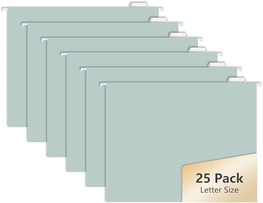 25pcs MagDurnus Aqua,Blue Hanging File Folders, Pastel Color Design,Letter Size with 1/5 Adjustable Cut Tabs,Decorative,Drawer,Desk and Cabinet Use