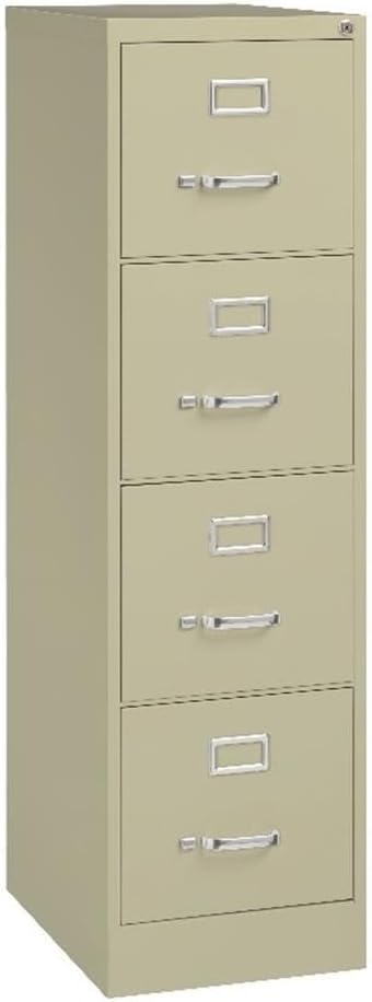 Pemberly Row 22" D Metal 4-Drawers Letter Width Vertical Filing Cabinet in Beige, Lockable, Sturdy Steel Construction, Office or Home Use, Secure Storage for Documents