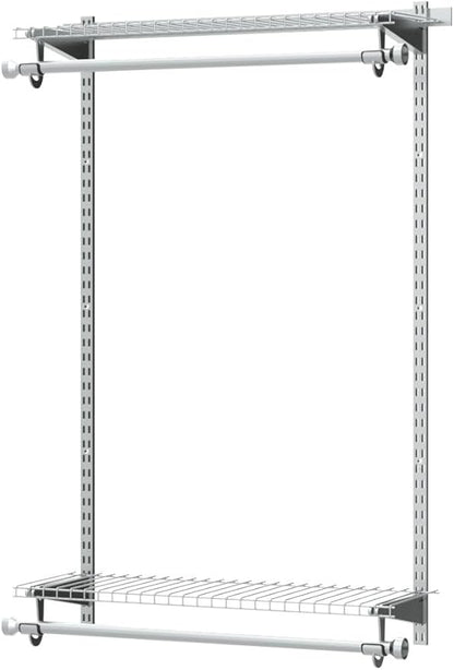Rubbermaid Configurations Closet Shelves & Hanging Kit (2) 26" Shelves Titanium Custom Pantry Organizer and Storage/Clothes Rack for Home/Laundry/Bathroom/Mudroom/Pantry/Linen Closet