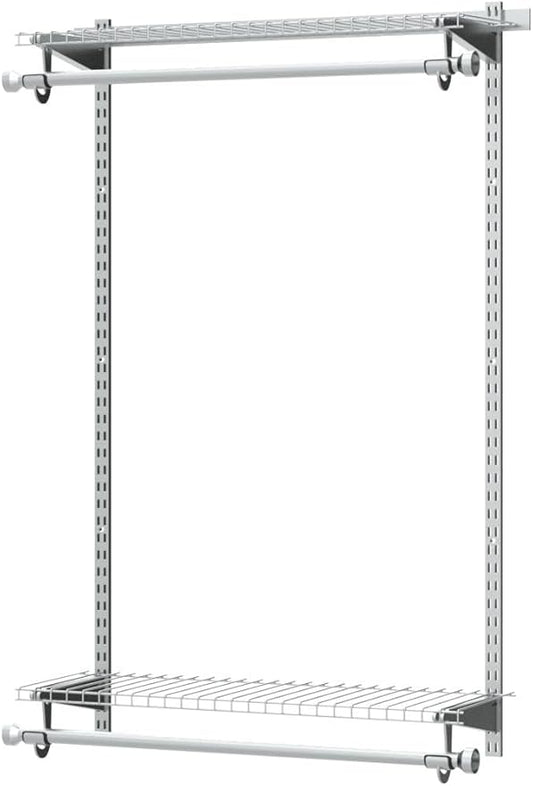 Rubbermaid Configurations Closet Shelves & Hanging Kit (2) 26" Shelves Titanium Custom Pantry Organizer and Storage/Clothes Rack for Home/Laundry/Bathroom/Mudroom/Pantry/Linen Closet