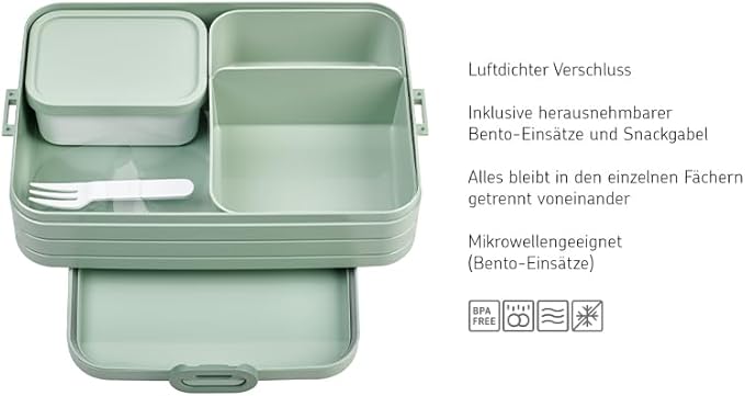 Mepal – Bento Lunchbox Take A Break Large – Lunch Box With Bento Box – Lunch Box For Sandwiches, Small Snacks & Left Overs – Snack & Lunch - 1500 ml - Nordic Black