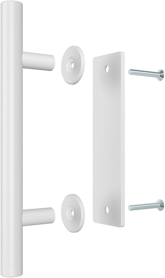 SMARTSTANDARD 12" Barn Door Handles,Sliding Barn Door Pull Handle White Heavy Duty Large Rustic Two-Side Design for Gates Garages Sheds Furniture Solid Steel Material Round