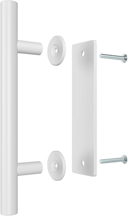 SMARTSTANDARD 12" Barn Door Handles,Sliding Barn Door Pull Handle White Heavy Duty Large Rustic Two-Side Design for Gates Garages Sheds Furniture Solid Steel Material Round