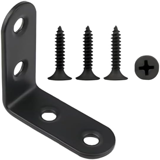 10PCS L Bracket & Corner Brace, 2 Inch Stainless Steel, Black, with 40 Screws
