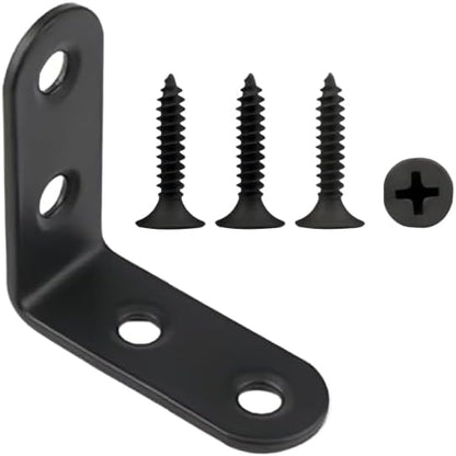 10PCS L Bracket & Corner Brace, 2 Inch Stainless Steel, Black, with 40 Screws