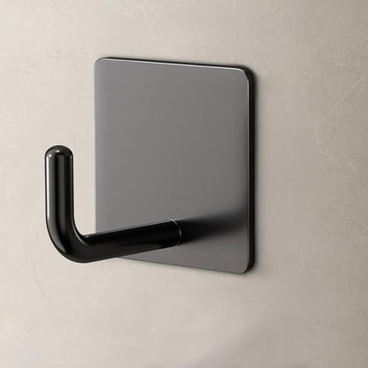 Adhesive Hooks for Hanging, Self-Adhesive Wall Hook for Key Hat Coat, No Drill Stick on Bathroom Towel Hooks, Shower Kitchen Door Home Outdoor 8 Pack, Black