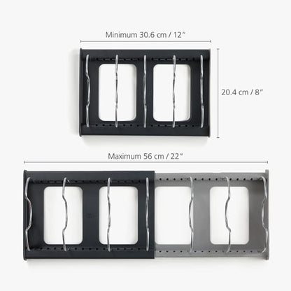 Joseph Joseph DrawerStore Expanding Cookware Organizer, Space saving storage for pan lids, baking trays - Grey