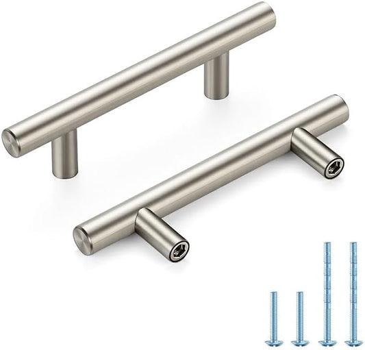 Brushed Nickel Cabinet Handles 3 Inch Hole Spacing Stainless Steel Drawer Pulls for Cabinets, Dresser, Bathroom 45 Pack