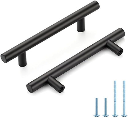 Black Cabinet Handles 3-3/4 Inch Hole Spacing Stainless Steel Drawer Pulls for Cabinets, Dresser, Bathroom 45 Pack