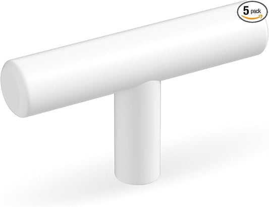 Goldenwarm 5 Pack White Cabinet Knobs White Drawer Knobs Kitchen Cabinet Handles Single Hole Pull Handles 50mm/2in Overall Length for Kitchen Bathroom Cupboard