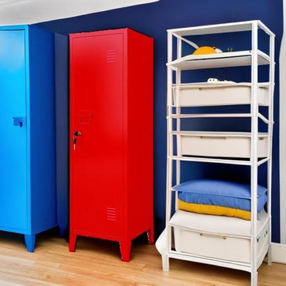 MIOCASA Metal Cabinet Home Office Storage Cabinets with Doors and Shelves Lockable File Cabinet Organizer Coat Lockers for Kids