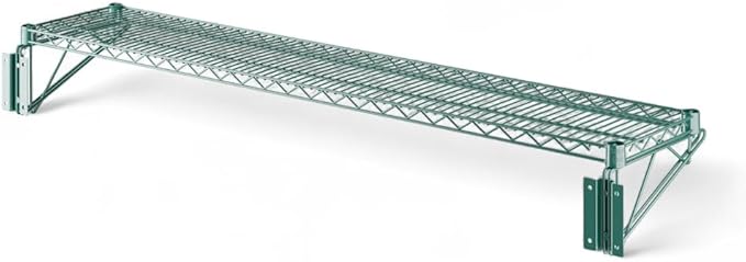 12" x 60" Green Wall-Mounted Wire Shelf with Epoxy Coating, Heavy-Duty Steel Storage Rack, NSF Certified, Easy Installation, Open Wire Design for Kitchen, Garage, or Utility Storage