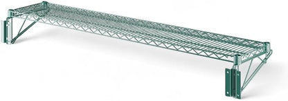 12" x 60" Green Wall-Mounted Wire Shelf with Epoxy Coating, Heavy-Duty Steel Storage Rack, NSF Certified, Easy Installation, Open Wire Design for Kitchen, Garage, or Utility Storage