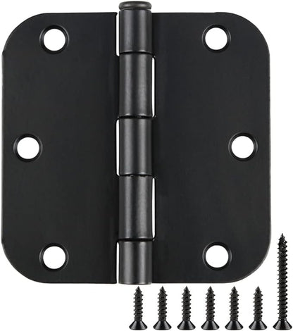 Rounded Door Hinges 3-1/2" x 3.5 inch, 5/8 Radius, Matte Black 3 ½ Inch 6 Pack