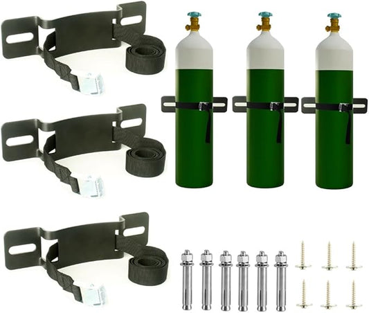 Propane Tank Holder，Gas Cylinder Holder Wall-Mounted Bracket Propane Tank Bracket with Screws and Safety Belt (black3)