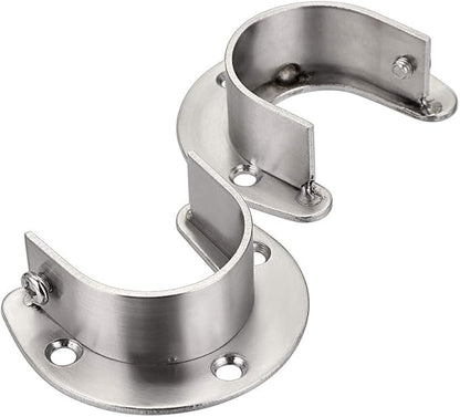 OwnMy 4 Packs Closet Rod End Supports Brackets 1-1/2" Diameter, U Shaped Stainless Steel Closet Pole Sockets Flange Rod Holder for Closet Wardrobe Shower Curtain (Silver Tone)
