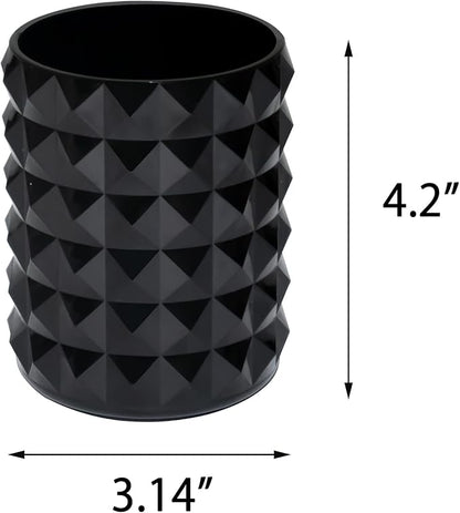 Acrylic Makeup Brush Holder Organizer, Black Pencil Pen Holder, Crystal Cosmetics Brushes Cup Storage Solution, Round