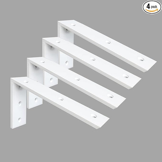Heavy Duty Countertop Support Brackets 4 Pack - 12"x6"x2.5" White Granite/Quartz/Concrete/Laminate Shelf L Brackets