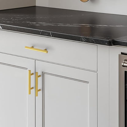 Brushed Brass Cabinet Handles 3 Inch Hole Spacing Stainless Steel Drawer Pulls for Cabinets, Dresser, Bathroom 45 Pack
