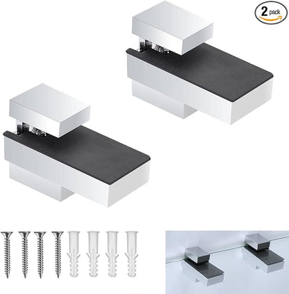 Wood/Glass Shelf Bracket for 0.2" to 0.6" Wood/Glass, Polished Chrome