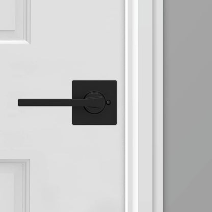 Kwikset Casey Interior Passage Door Handle 2 Pack, Lever for Closet and Hallway Doors, Reversible Non-Locking Handle Lever, Matte Black, with Microban Protection