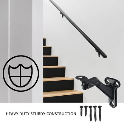 3 Pack Matte Black handrail Bracket,Handrail Stair Brackets 3" Heavy Duty Support Hardware Stairways, Home or Office Staircase Hand Rail Bracket with Screws,Easy Installation Railing Bracket