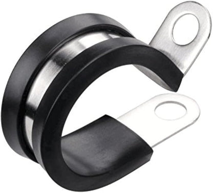 LOKMAN 20 Pack 1-3/4 Inch Stainless Steel Cable Clamp, Rubber Cushioned Insulated Clamp, Conduit Wire Holder Strap Clips for Tube, Pipe or Wire Cord Installation