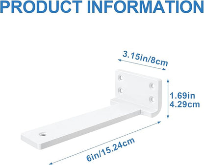 Heavy Duty Shelf Brackets, Floating Shelf Bracket 6 inch 6 Pack L Brackets for Shelves White Metal Support Bracket for DIY Decorative with Screws