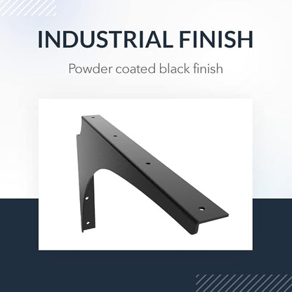 Iron Supports Universal Heavy-Duty Commercial Bracket - Industrial Support Brackets - Steel Mounting Bracket for Shelves, Vanities, Buffets, Desks (White - 18" Deep x 12" High, Left Hand)