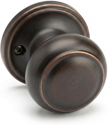 Copper Creek Colonial Dummy Interior Door Knob – ANSI Grade-3 Certified, Modern Heavy Duty Handle, Easy Install and Reversible for French Doors and Closets, Non Turning – Tuscan Bronze (1 Pack)